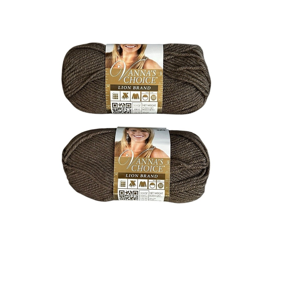 Lion Brand Vanna's Choice Yarn 860-125 Taupe 3.5 Oz 170‎ Yard Lot Of 2